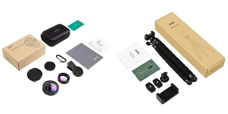 Aukey Lens Kit and Tripod Retail Boxes
