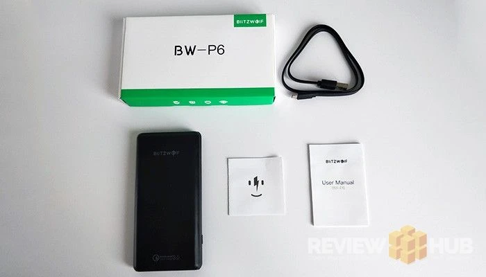 Blitzwolf P6 Power Bank box contents