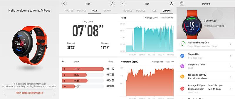 Amazfit Pace Health Tracking App